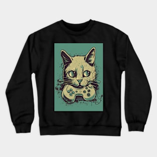 Vintage Cat Gamer Crewneck Sweatshirt
